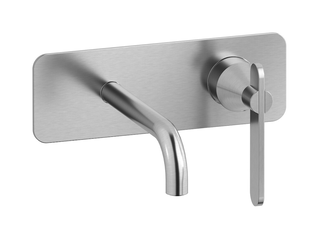 Встроенный в стену смеситель для раковины на 2 отверстия в комплекте с донным клапаном WE ARE IB ol392is Brushed Nickel Soho