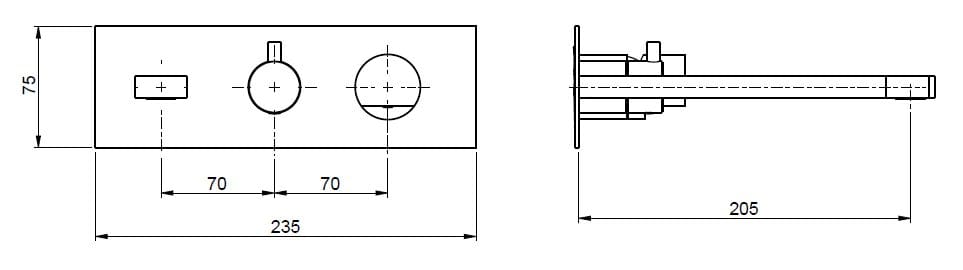 Смеситель для ванны из нержавеющей стали с переключателем Rubinetterie Frattini Borgia ARCH-00026719