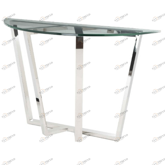 Консоль металлическая, хром со стеклянной полукруглой столешницей Brenzette PUSHA PUSHA 060962 Прозрачный;хром 