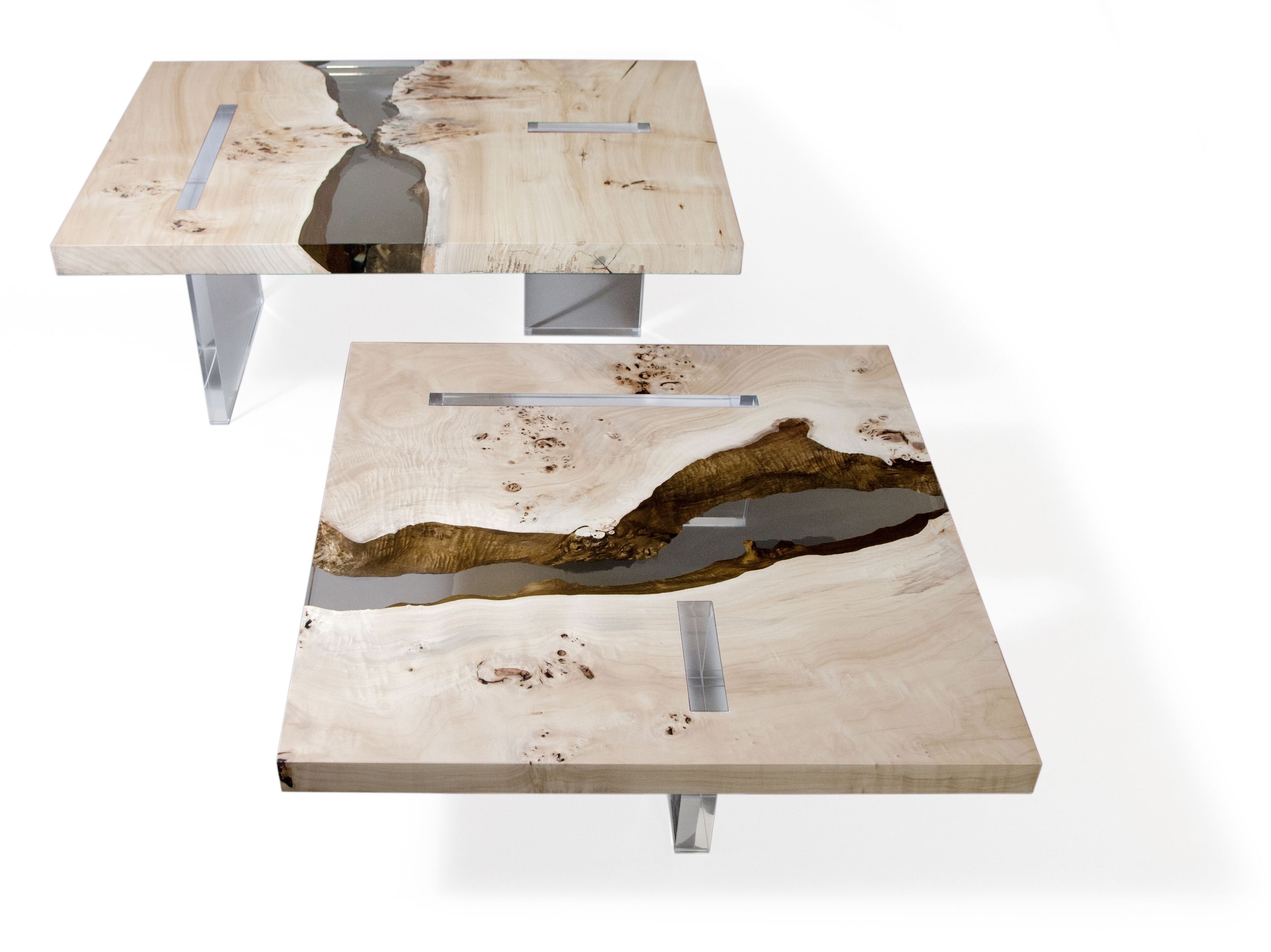 Низкий журнальный столик из массива дерева и смолы alcarol Undergrowth ARCH-00145404