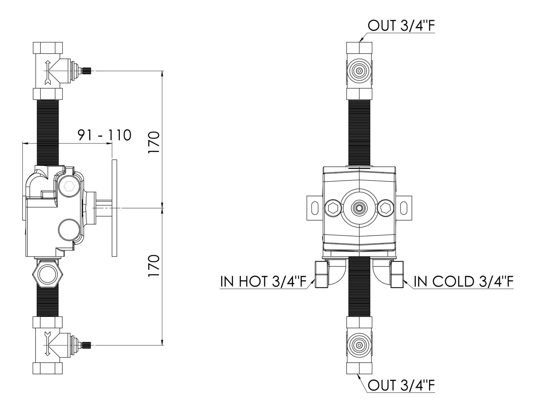 Смеситель для душа с раздельными розетками rvb FLAMANT FACTORY ARCH-00100835 - Вид №1