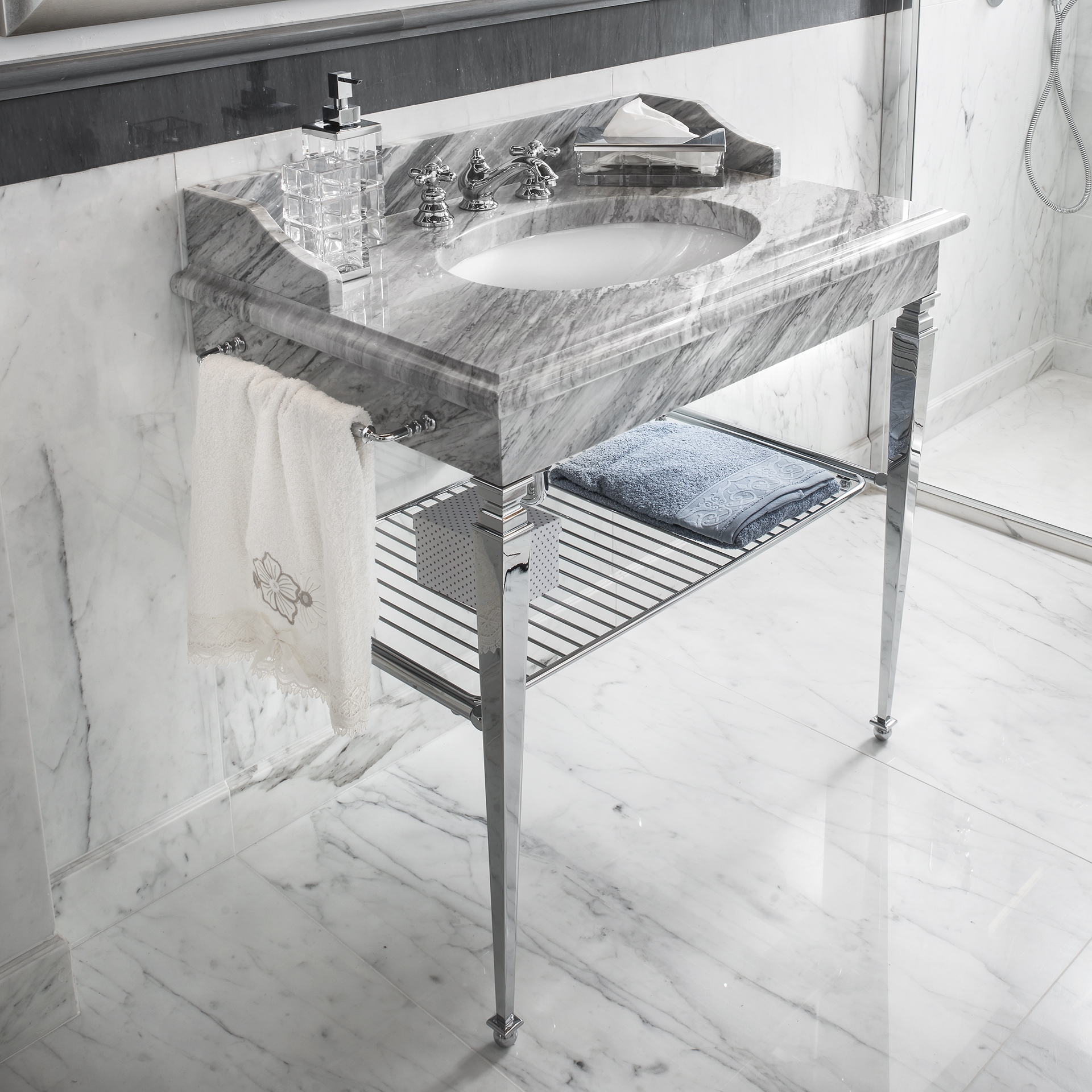 RE-BOTTICINO-1 3SC Столешница из мрамора Botticino с умывальником Classico Treesseci 3SC