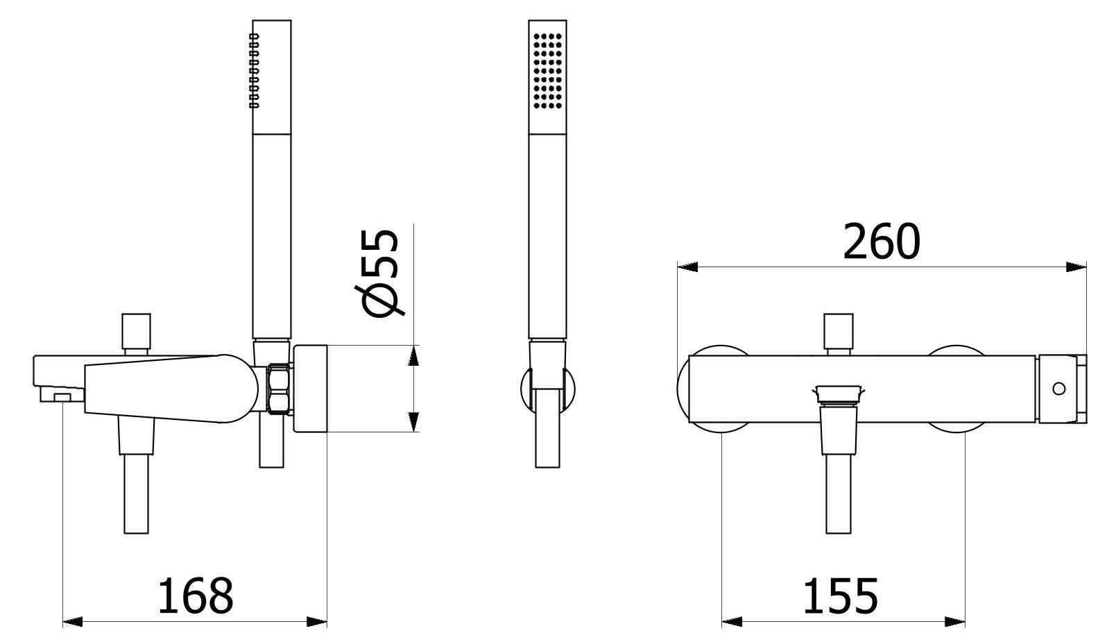 Внешний настенный смеситель для ванны с ручным душем IB Twitter ARCH-00113646 - Вид №2