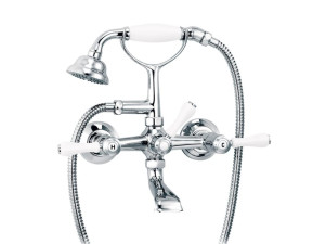 Настенный смеситель для ванны с 2 отверстиями и ручным душем