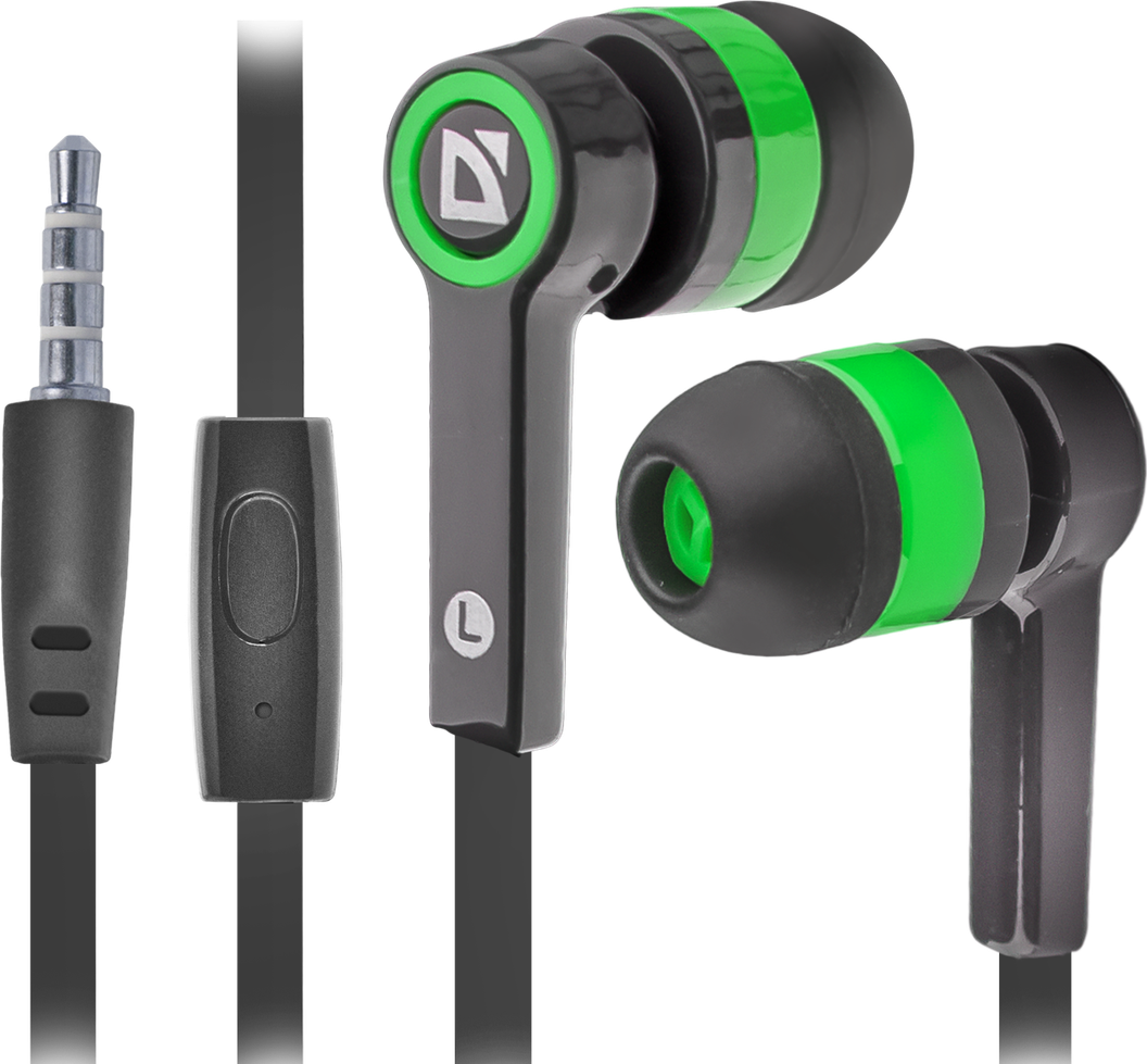 63422 гарнитура для смартфонов pulse 420 черный + зеленый, вставки Defender Santreyd 
