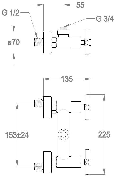 Fir Italia Смеситель для душа на 2 отверстия Cora 35 3532012 - Вид №1