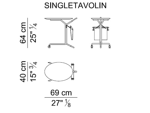 Кожаный журнальный столик с колесами и журнальным столиком i 4 Mariani Single ARCH-00089709 - Вид №2