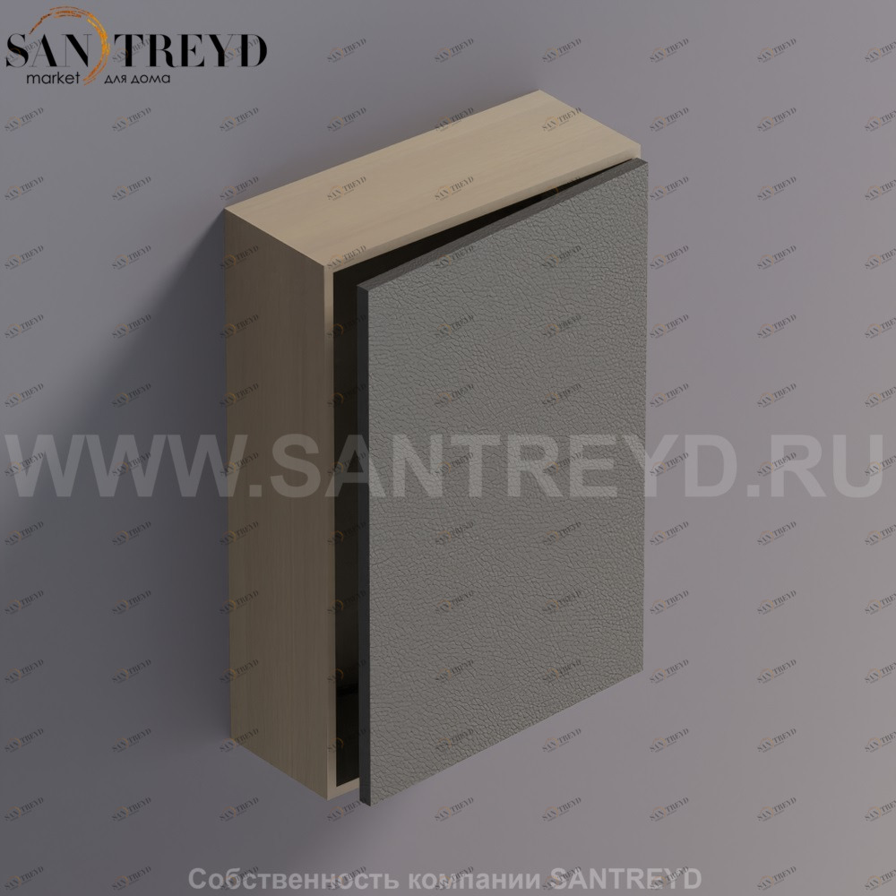 LIFT Модульный шкаф 60 см с правой дверью на доводчиках. Модули могут располагаться горизонтально и вертикально. Отделка: серый дуб и черная кожа. AMOB051NERCDX Agape