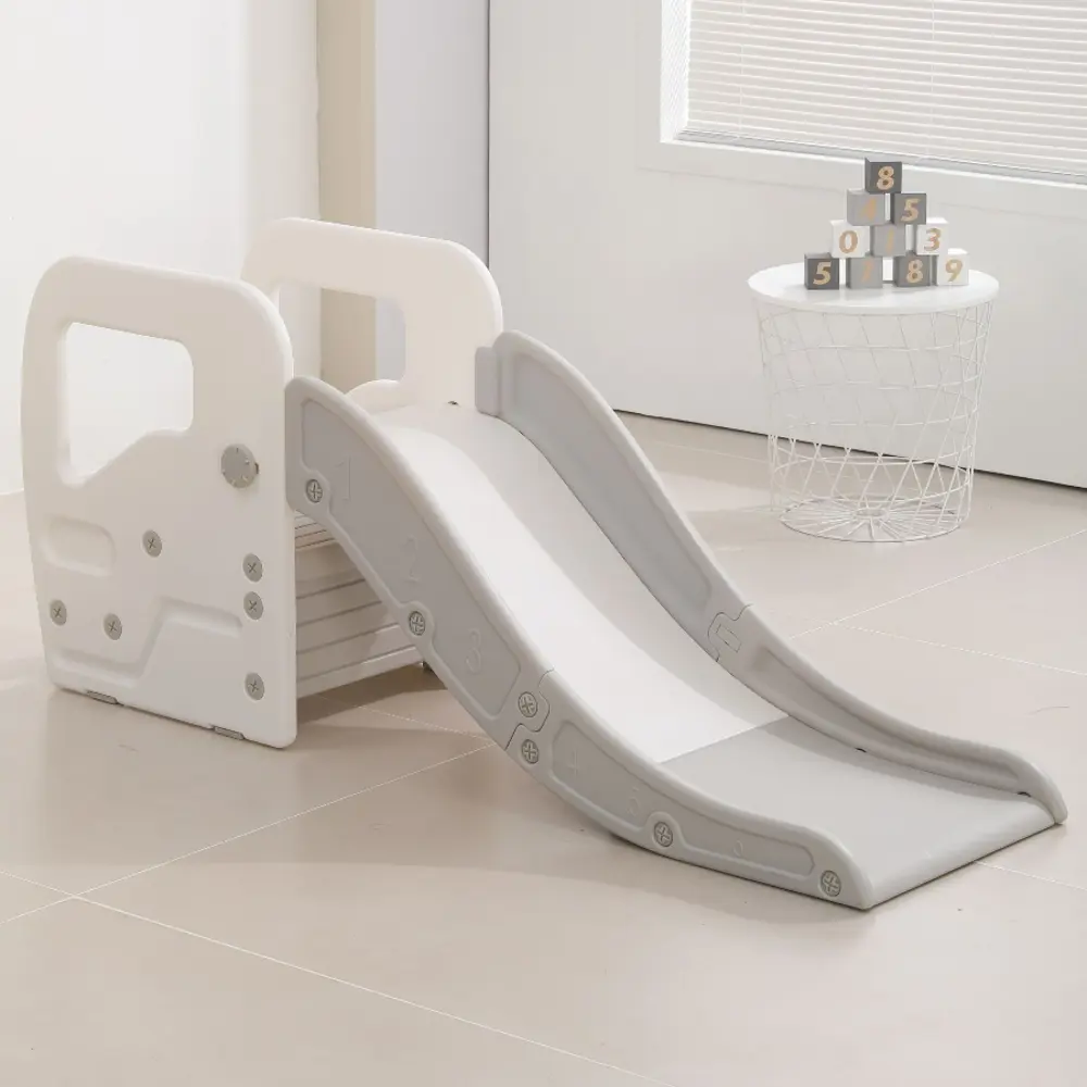 91637112 Детская горка и подставка для ног 2 в 1 Unix Kids 42x60x140 см серый STLM-0960297