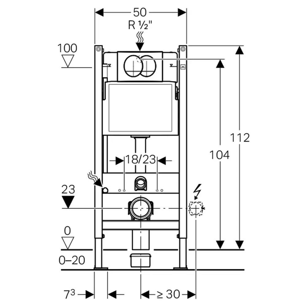 Инсталляция Geberit Delta 111.154.11.1 с клавишей Delta20 цвет белый STLM-2205660 - Вид №3
