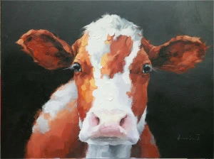 Картина на холсте 120х90 см "Корова" EVENHOME КАРТИНЫ МАСЛОМ 129843 Бежевый;коричневый;разноцветный