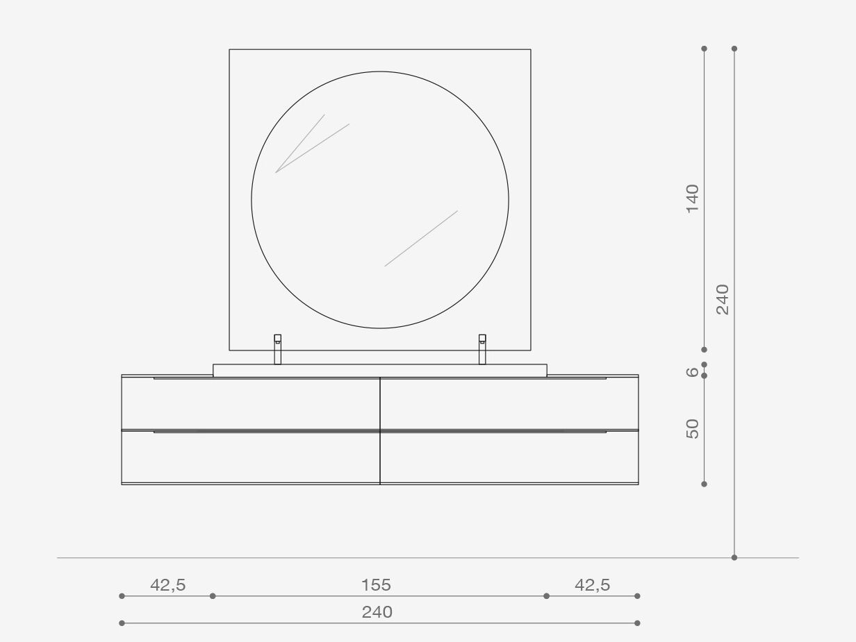 Двойной подвесной туалетный столик с зеркалом ARCOM Rail ARCH-00068230 - Вид №2