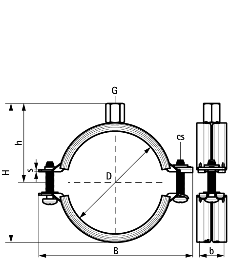 31085091 Bifix® G2 Хомуты (M8/10) (BUP1000) для стальных, медных, чугунных и пластиковых (многослойных) труб walraven  - Вид №1