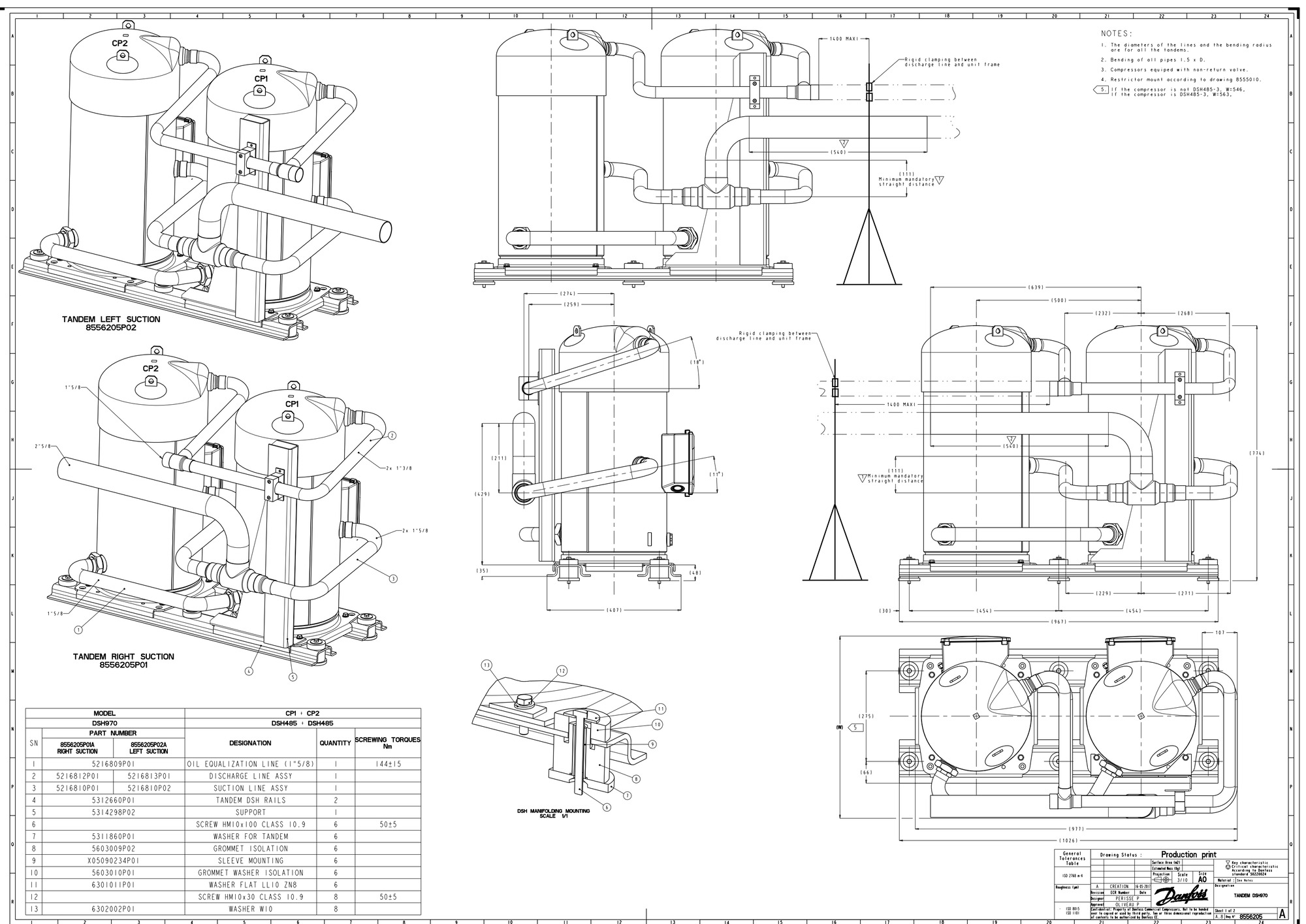 Danfoss DSH — Герметичные спиральные компрессоры, R410A DSH105A4ALA Компрессор спиральный 120H1190  - Вид №12