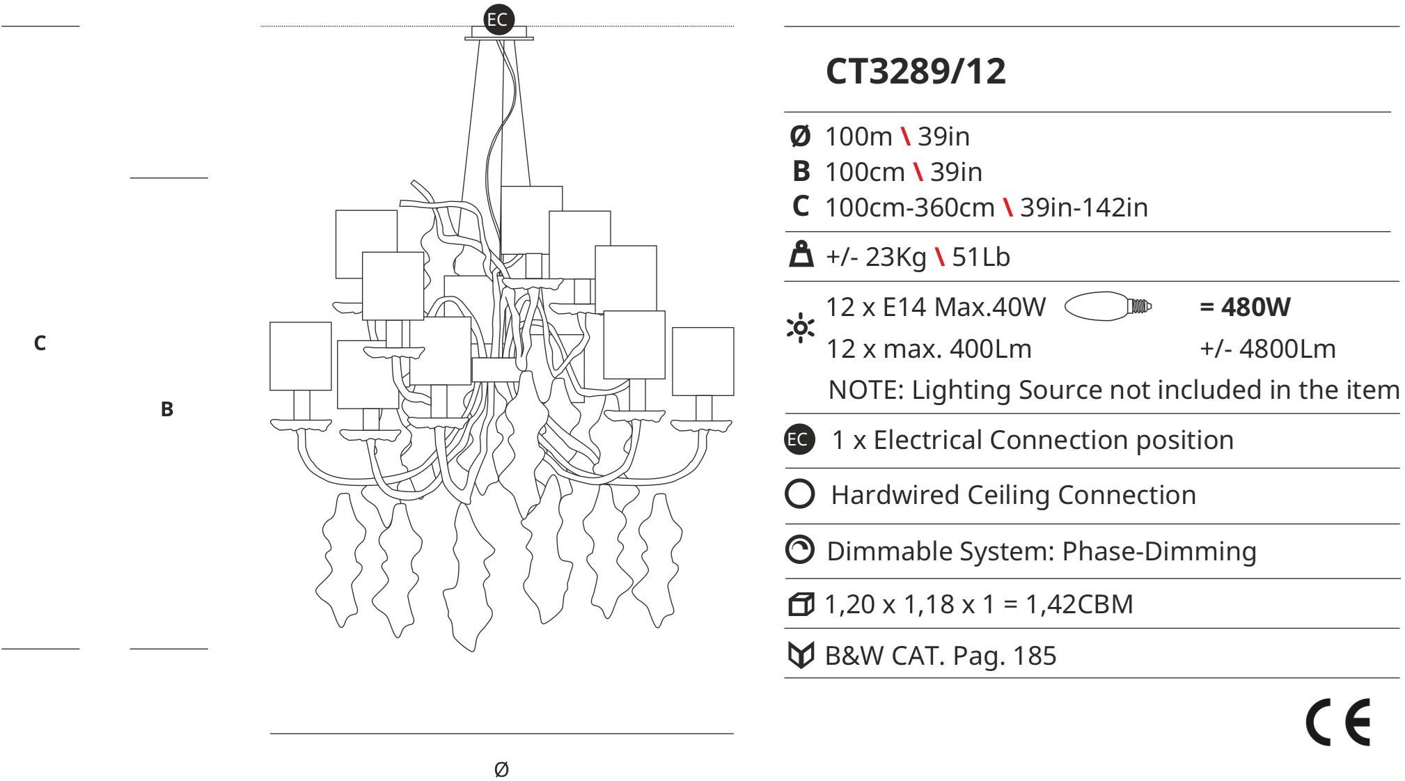 Serip Люстра из бронзы ручной работы Lines Ct3289/12 - Вид №1