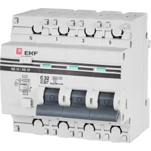 Дифференциальный автомат EKF АД-32 3P N C32 А 30 мА 4.5 кА АС