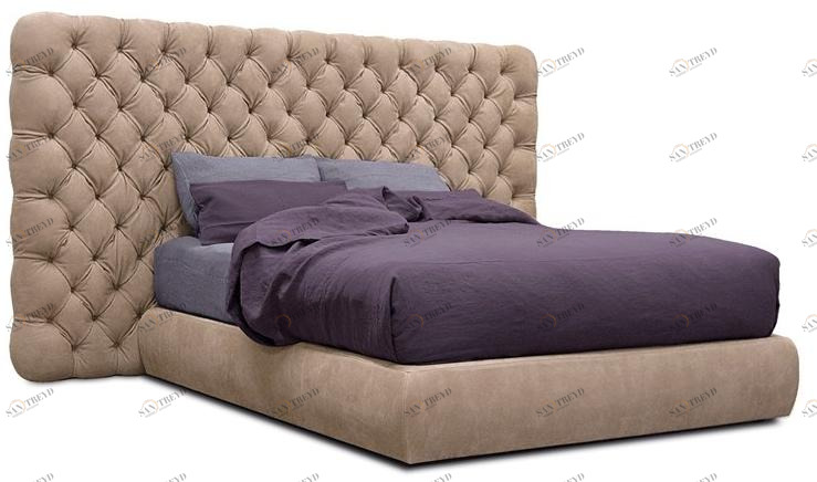 BAXTER Двуспальная кровать из кожи с тафтинговым изголовьем sun-id-1431504