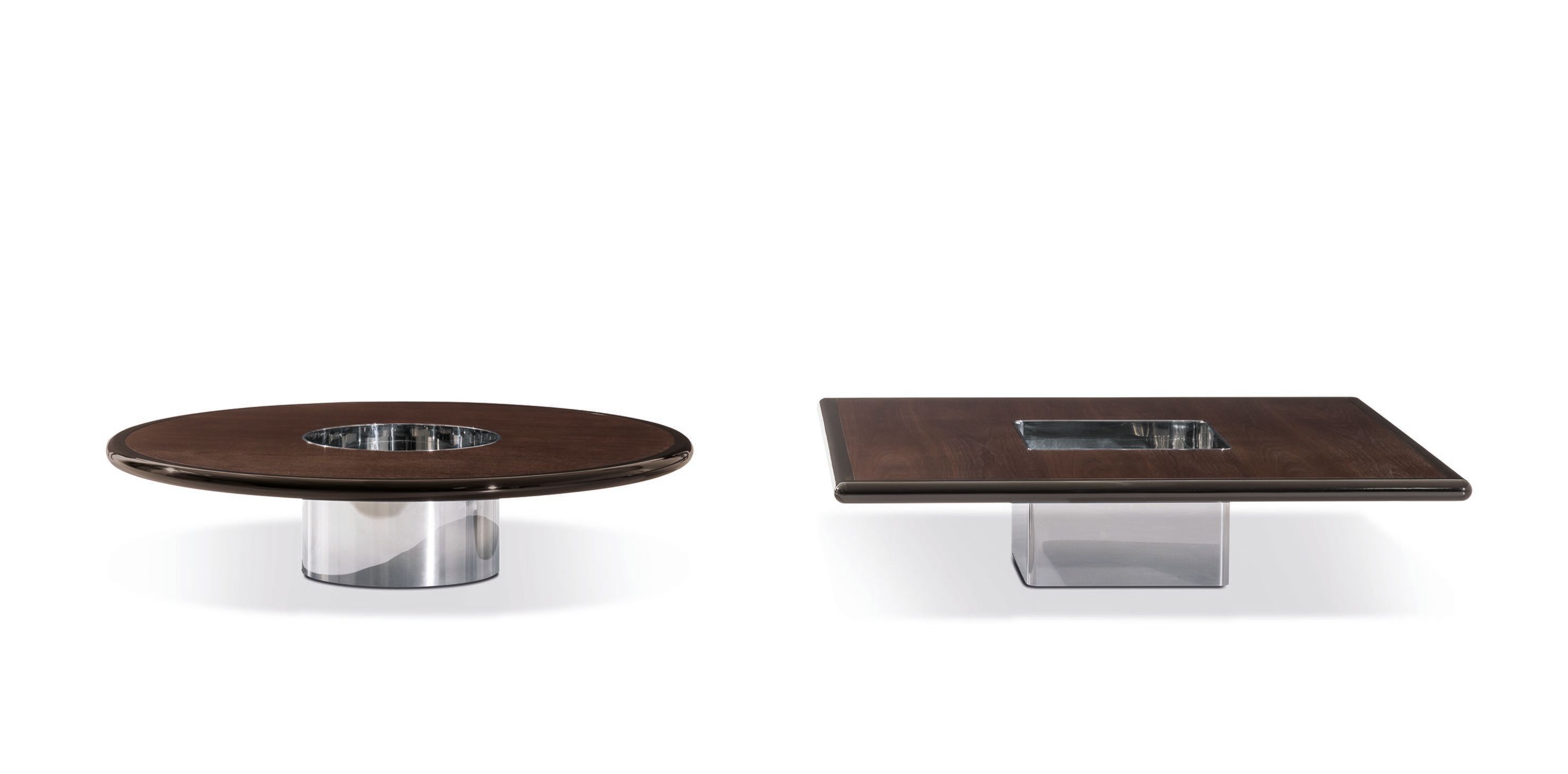 Круглый журнальный столик из нержавеющей стали и дерева Minotti HELENE ARCH-00090968 - Вид №1