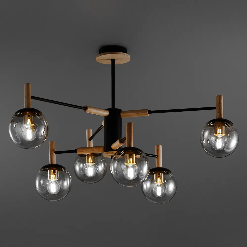 Люстра СЕМЬ ОГНЕЙ Луара — элегантное черно-золотое освещение для просторных интерьеров 85243324 STLM-0060376 - Вид №1