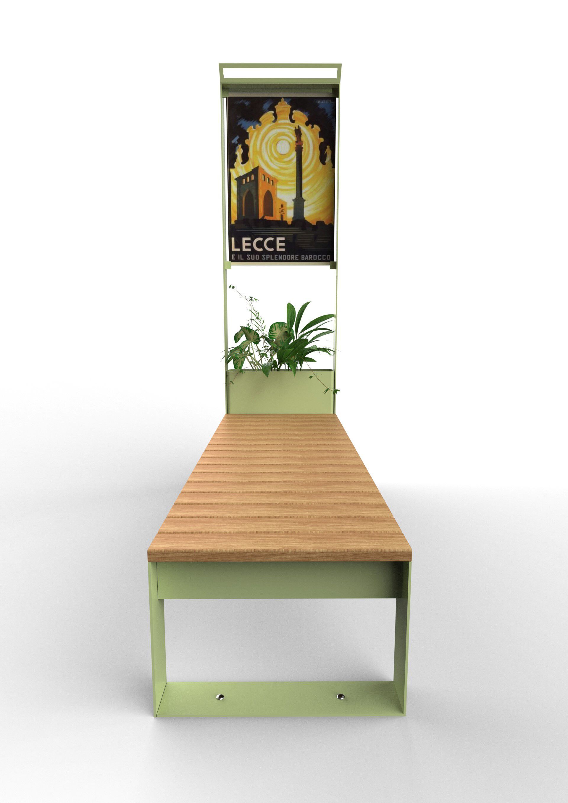 Стальная скамья без спинки со встроенным тотемом и плантатором CITYSì APULIA ARCH-00023274 - Вид №1