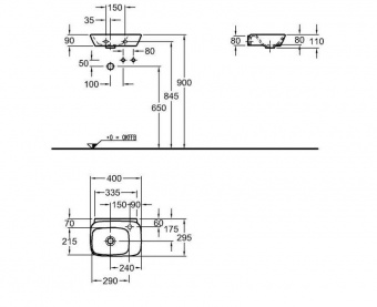 121640000 Подвесная раковина настенная прямоугольная Keramag  белая  - Вид №3