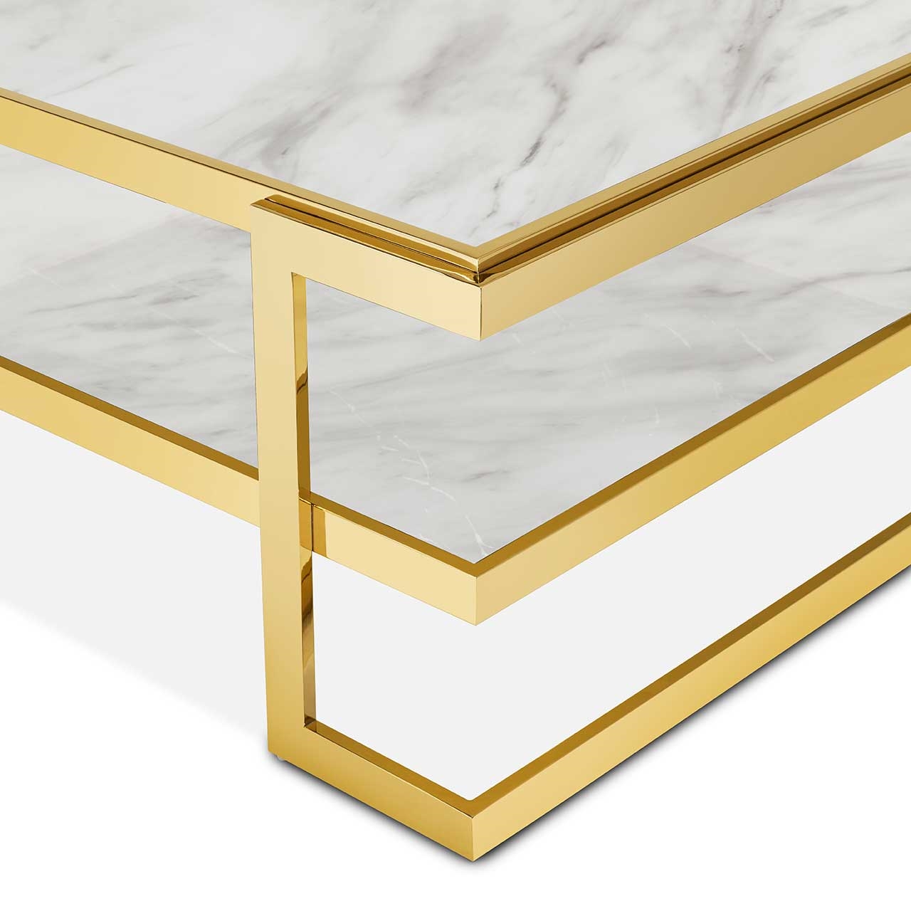 450285-18 ABHIKA КОФЕЙНЫЙ СТОЛ CROWNE MAR H46 100X100 WHITE/GOLD  - Вид №2