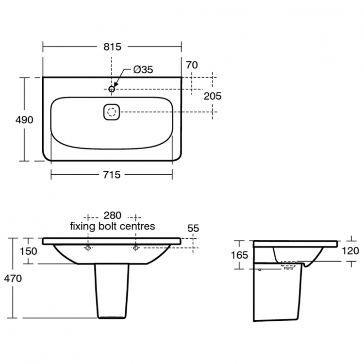 K087901 Раковина 80 см Ideal Standard TONIC II - Вид №12