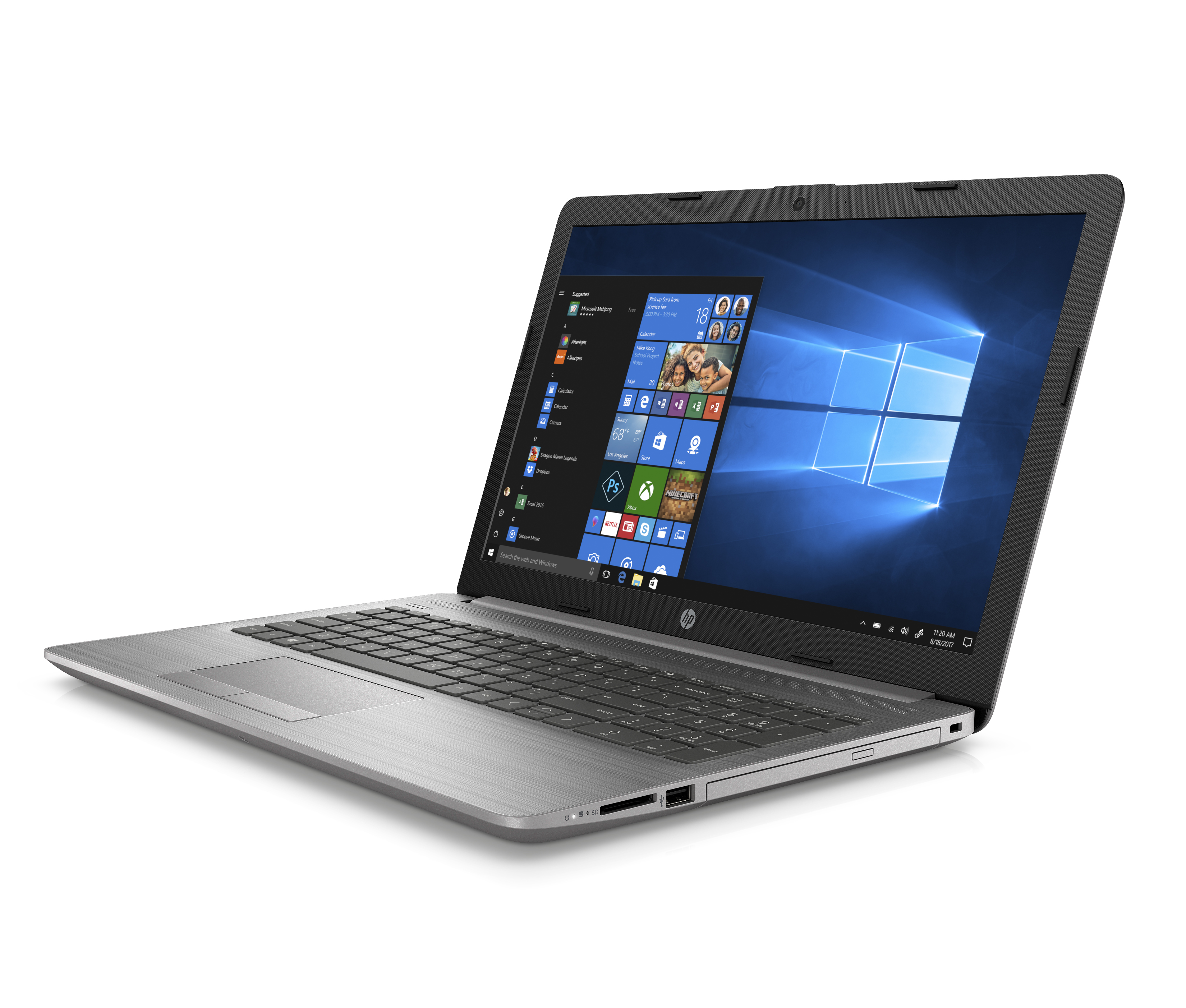 6EC86ES#ACB 250 g7 15.6"(1920x1080)/intel core i7 8565u(1.8ghz)/8192mb/512ssdgb/dvdrw/int:intel uhd graphics 620/41whr/war 1y/1.78kg/asteroid silver/w10pro HP Santreyd  - Вид №2