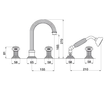 Смеситель на борт ванны Cezares APHRODITE-BVD-02-O - Вид №1