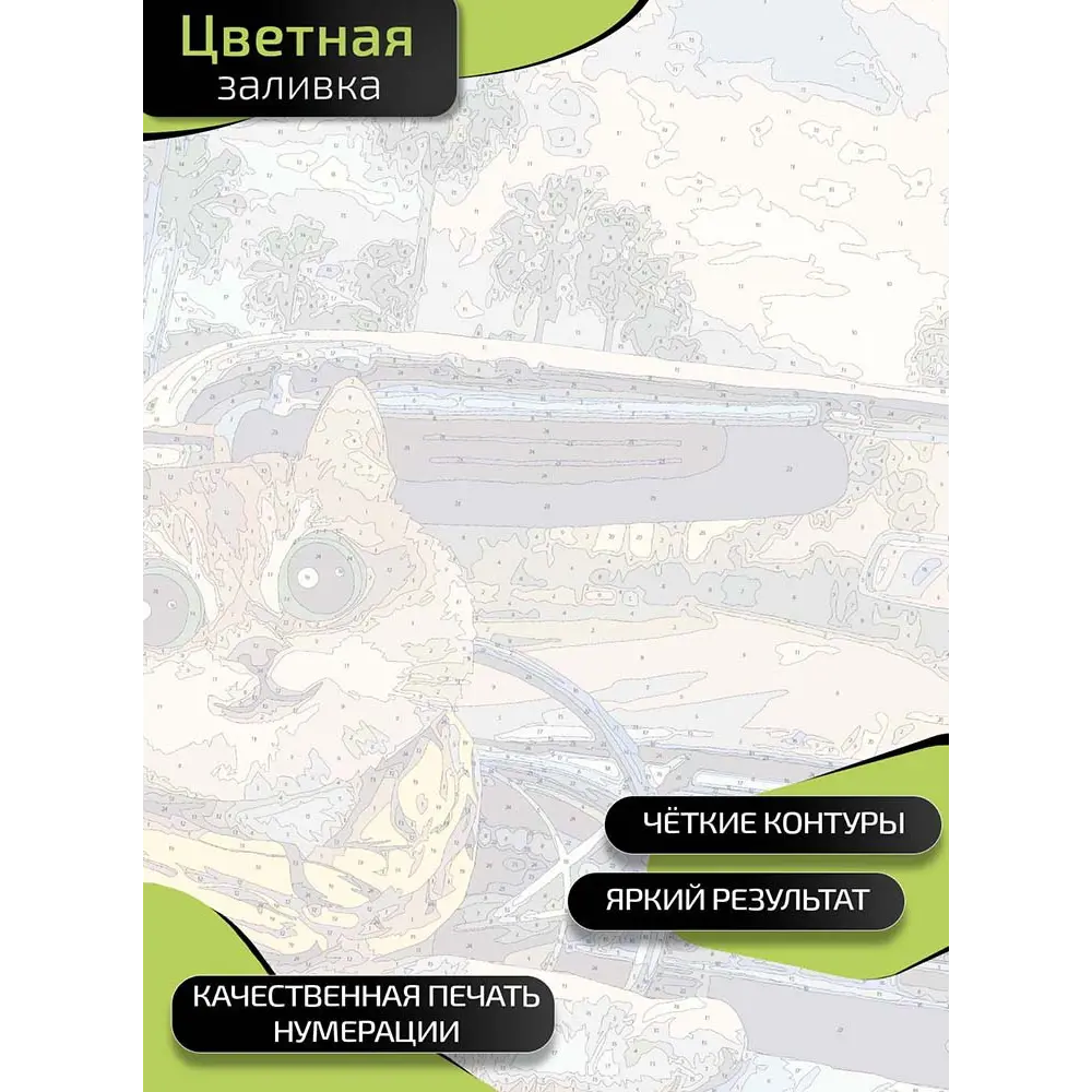 Картина по номерам Fbrush Кошка за рулем 40x50 см STLM-2068281 - Вид №3