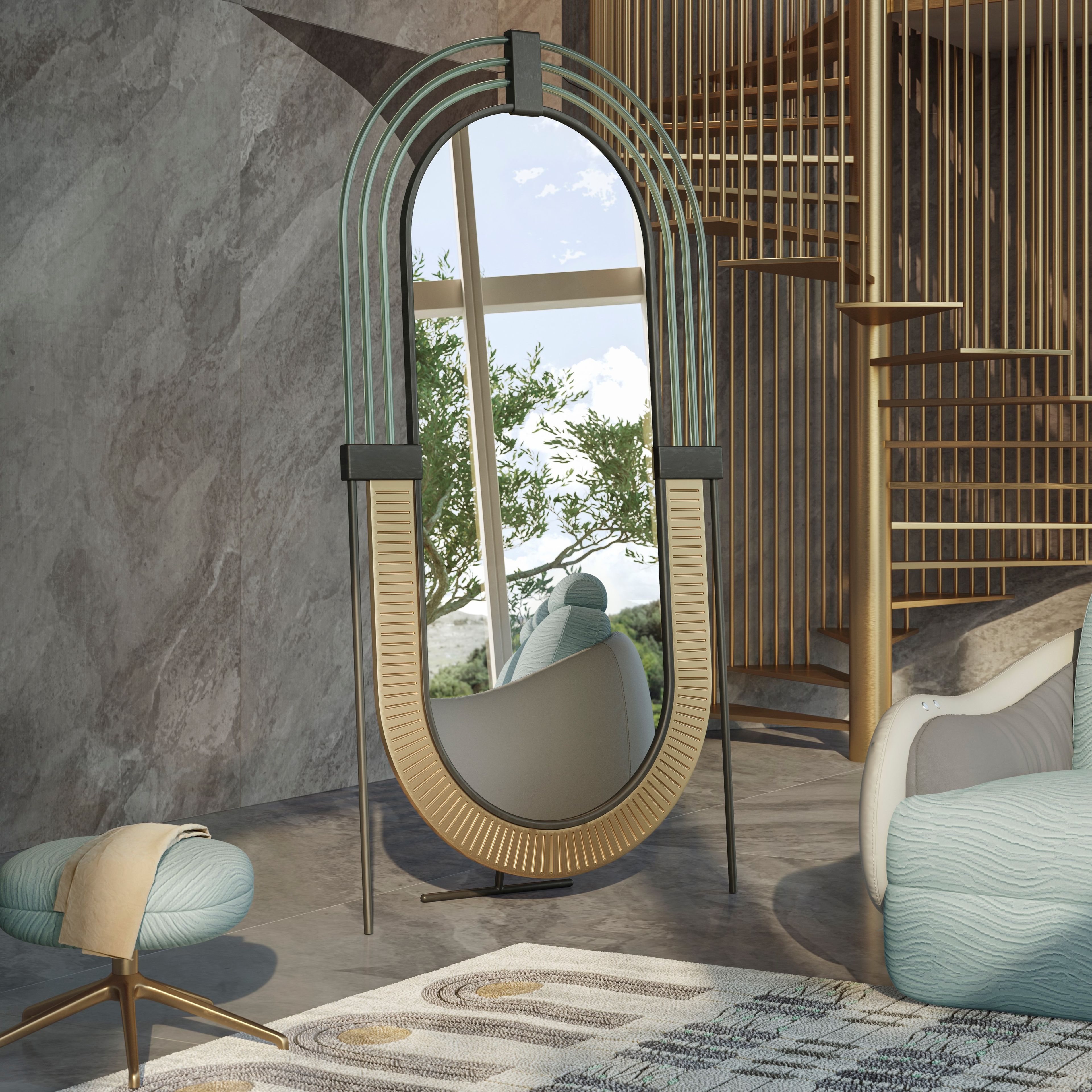 Прямоугольный ковер ручной работы из переработанного ПЭТ Natuzzi Italia Posidonia ARCH-00129165 - Вид №4