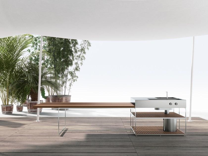 Boffi Летняя кухня из нержавеющей стали и дерева с барбекю sun-id-1468641 - Вид №1