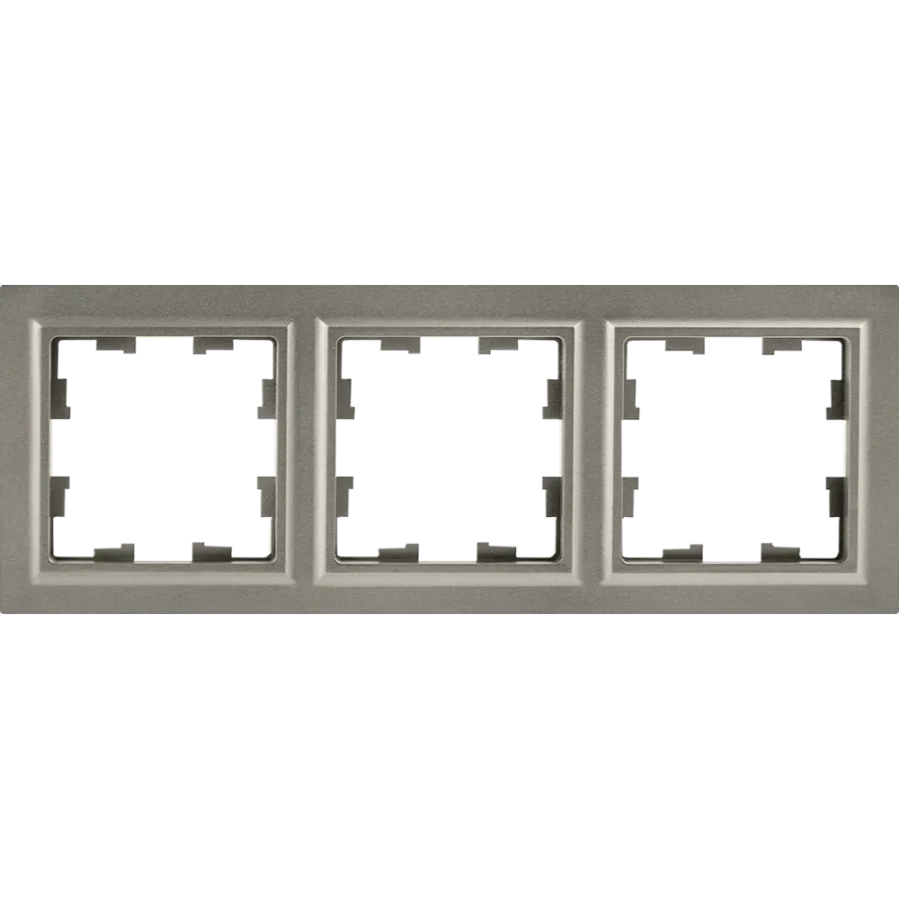 Рамка IEK Brite для розеток и выключателей на 3 поста в стальном цвете 87761353 STLM-1115274