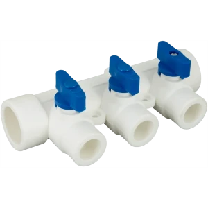 Коллектор на 3 выхода с кранами 32x20 мм полипропилен