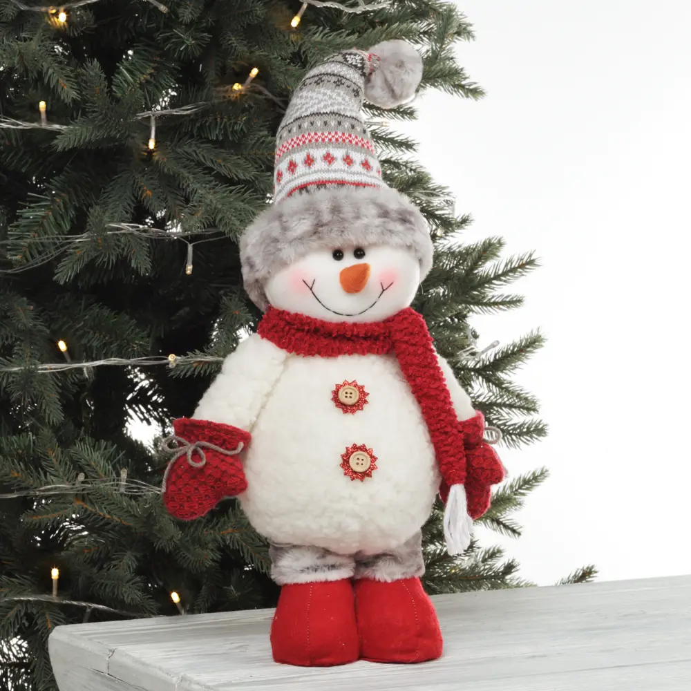 89378944 Игрушка мягкая Снеговик 779444 50 см красно-серый STLM-1533448 Santreyd 