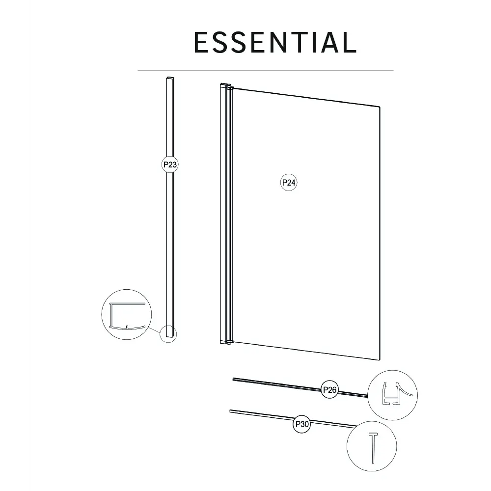Ширма на ванну Sensea Essential поворотная 80x140 см прозрачное стекло профиль хром Без серии STLM-2068505 - Вид №11