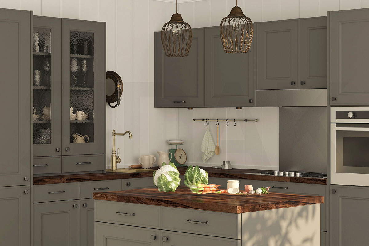 Фасады для кухни Модерн Фрезеровка «Николь» 802 Зеленый SIDAK SIST2882-6386 - Вид №1