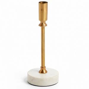 Подсвечник металлический на круглой мраморной подставке латунь Checks от La Forma LA FORMA CHECKS 342976 Белый;золото