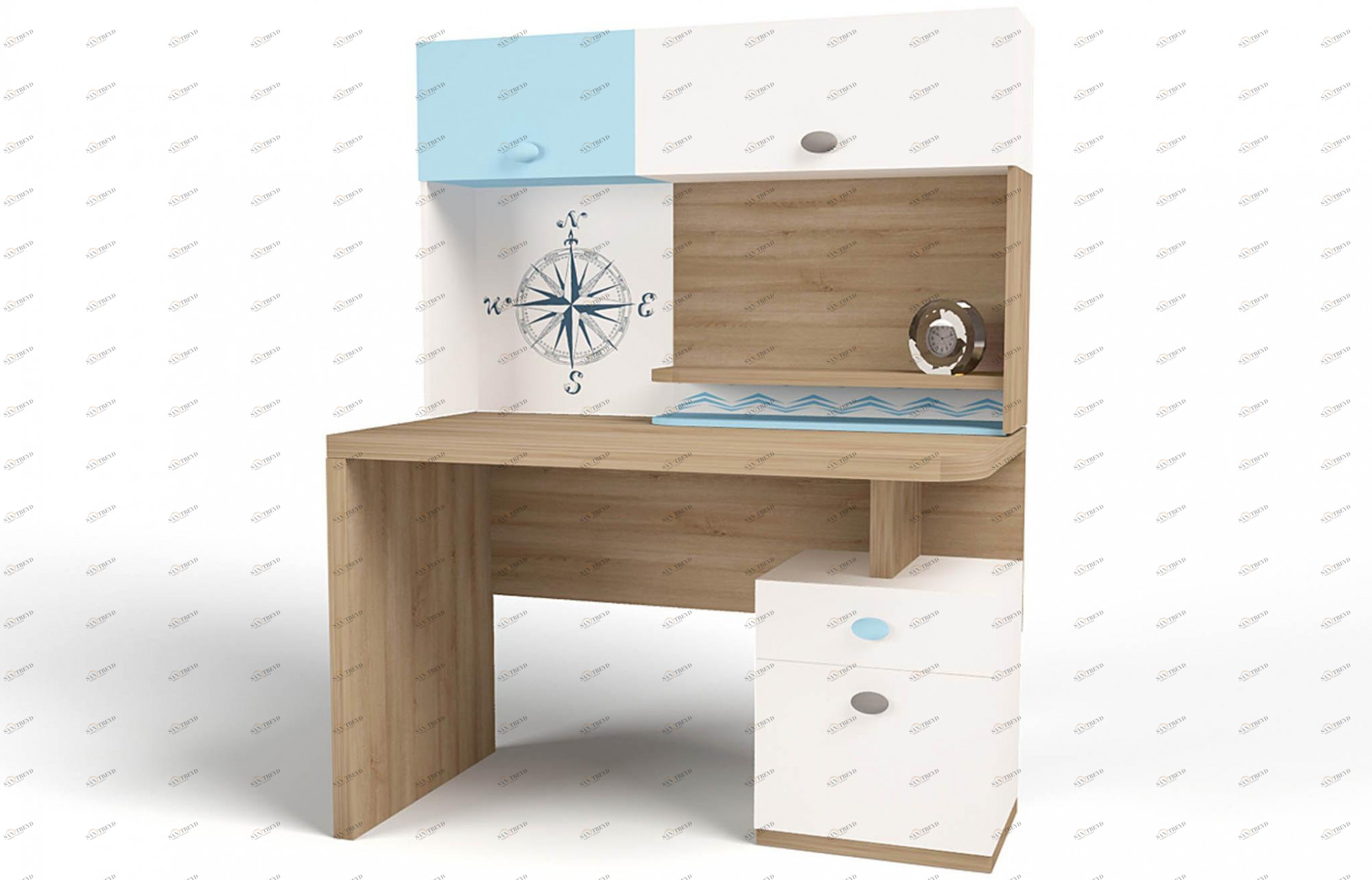 Стол письменный ABC-KING левая MIX OCEAN (голубо,) 4631148107601