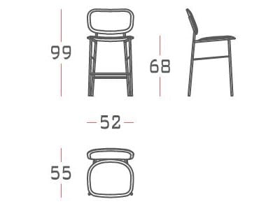 Высокий стул из ткани с кожаными деталями Casa Covre Винтаж ARCH-00097489 - Вид №5