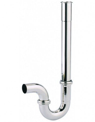 451400 008 00  Сифон для стиральной машины, выход 32 мм, горизонтальный и поворотный, регулируемый удлинитель, хромированная латунь Valentin Хром  - Вид №1