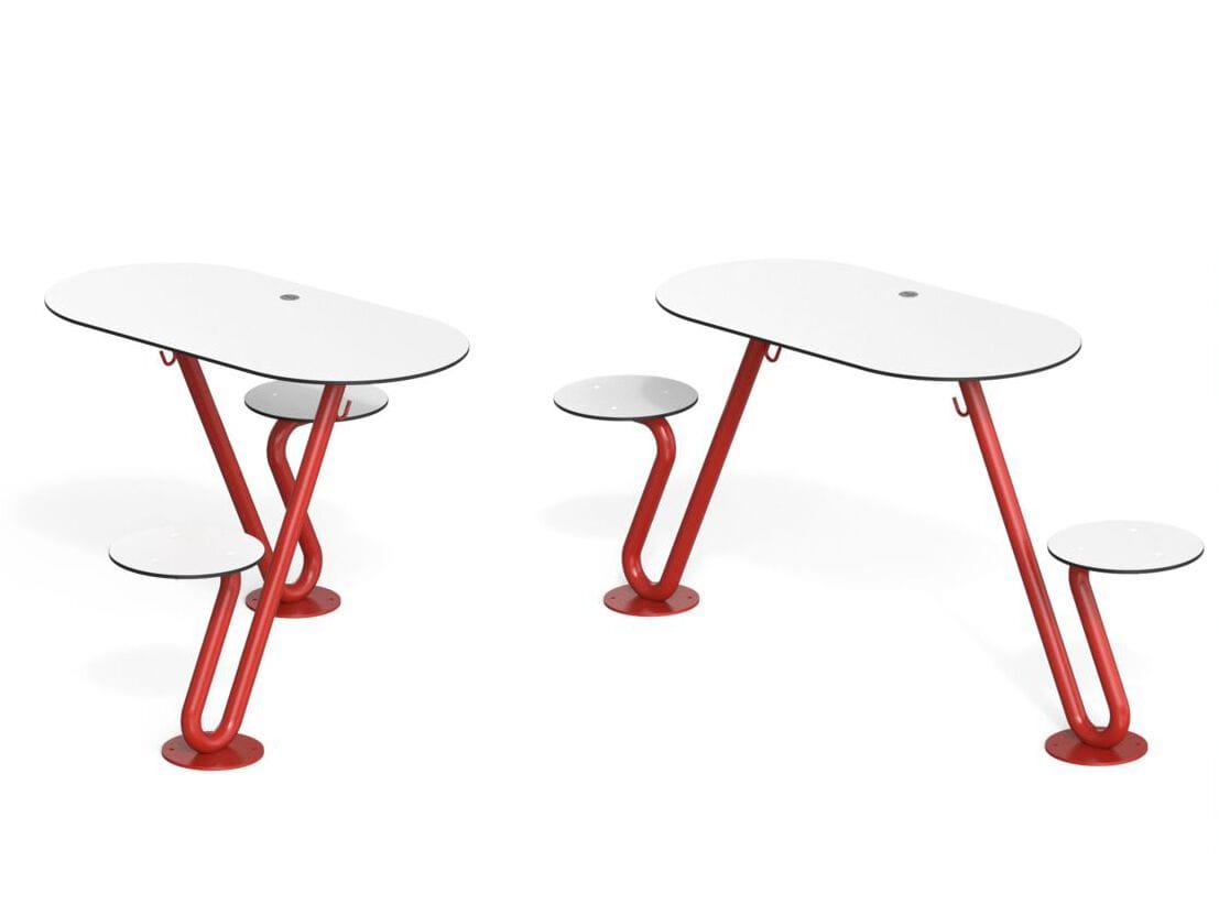 Круглый стальной стол для общественных мест со встроенными скамейками City Design Zoid ARCH-00025751