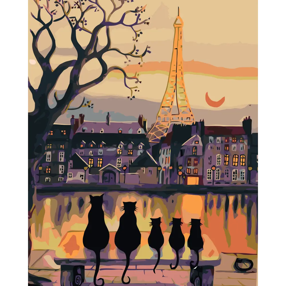 Картина по номерам Коты в Париже 40х50 см FBRUSH STLM-2197889