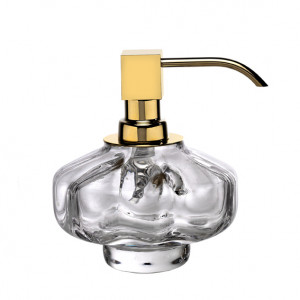 6606/GO-CRD-V6 Surya Crystal, дозатор низкий с помпой V6, цвет золото - эффект битого стекла