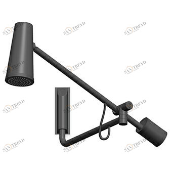 Z94250 Настенная душевая лейка с 2 регулируемыми кронштейнами, центральным шарниром, противовесом и шарнирным соединением в месте крепления душевой лейки. Минимальный требуемый расход: 8 л / мин. Zucchetti Closer 