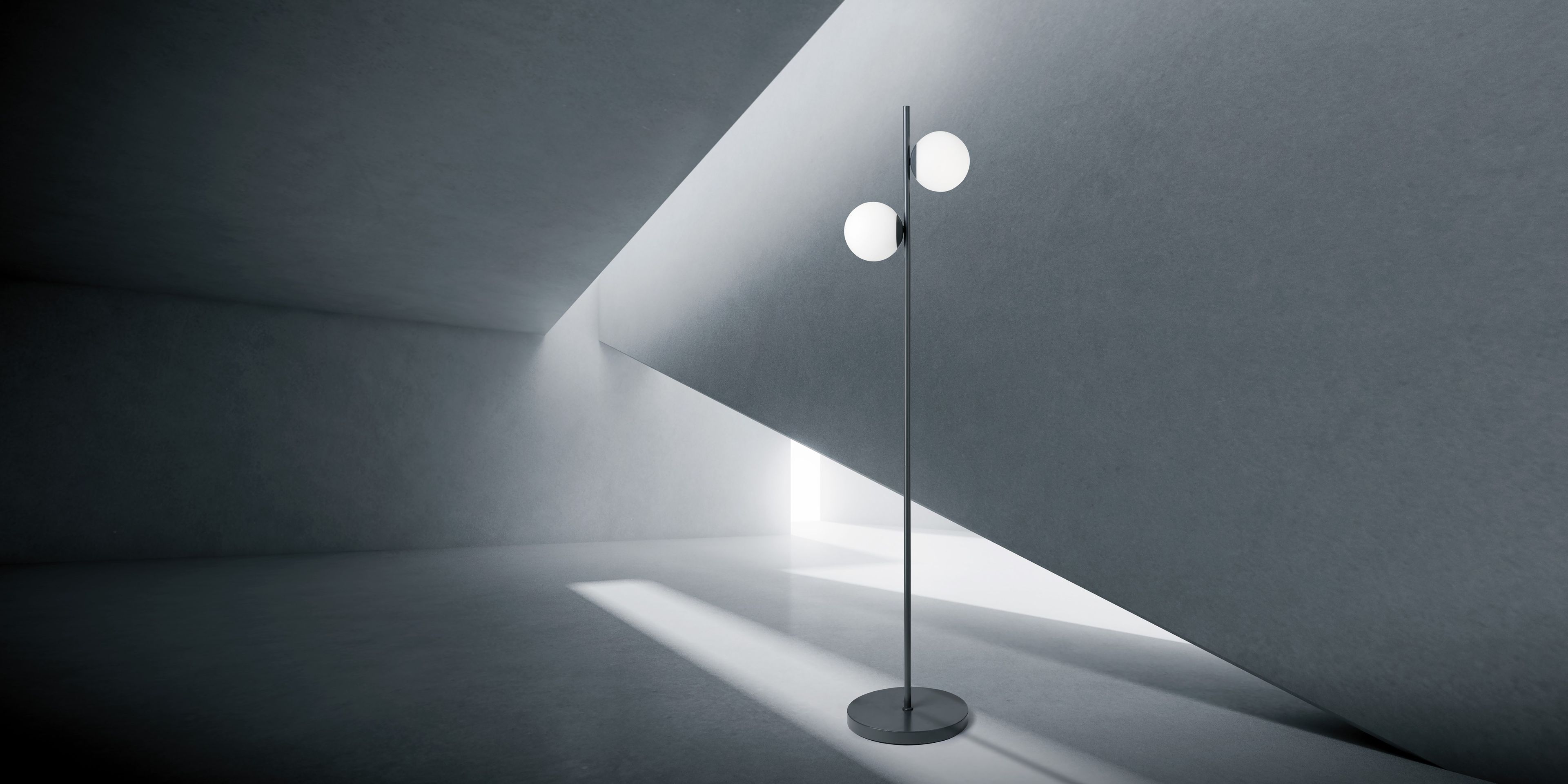 Торшер из опалового стекла и металла с диммером Miloox Jugen ARCH-00012840 - Вид №1