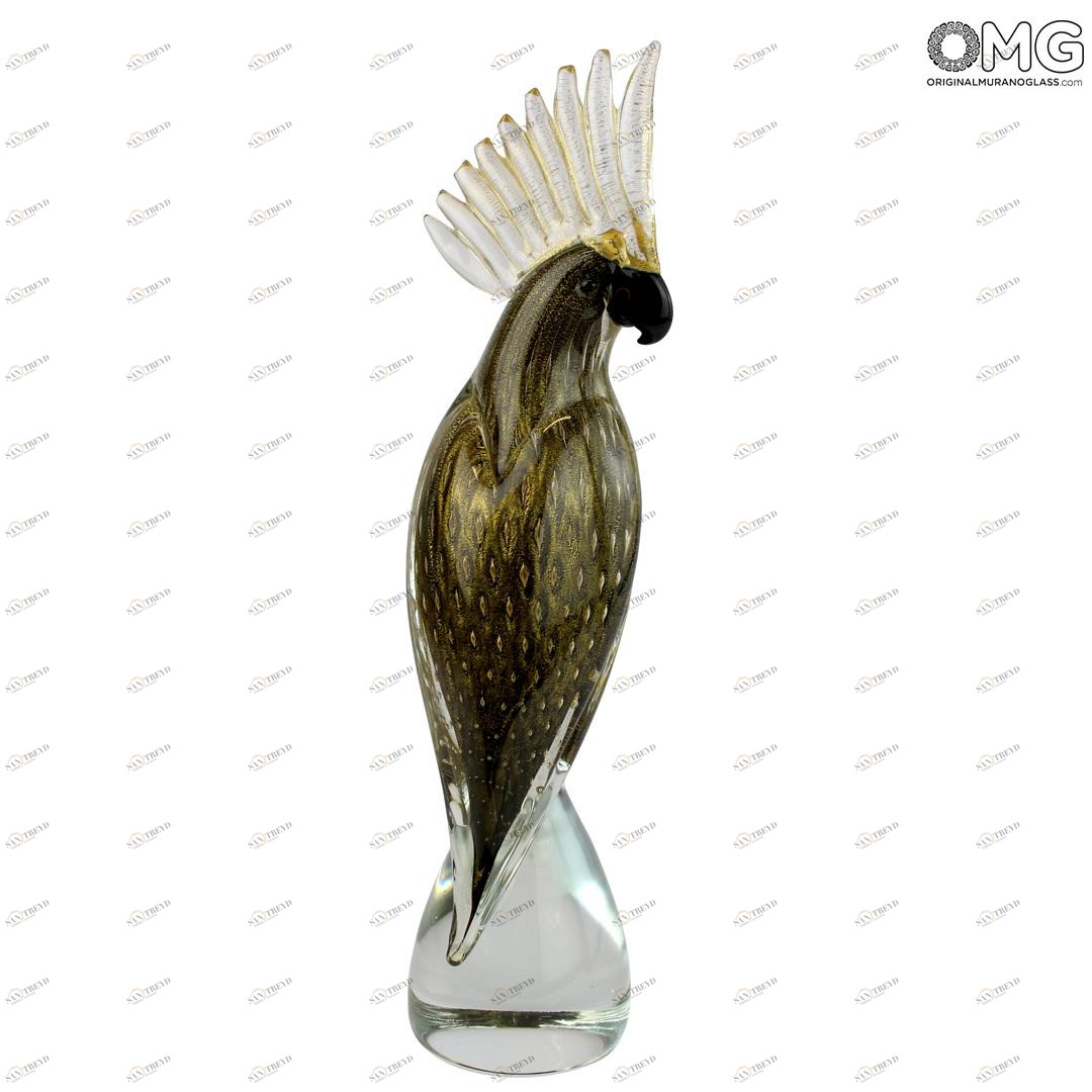 3845 ORIGINALMURANOGLASS Скульптура Чёрный попугай - муранское стекло OMG 12 см 