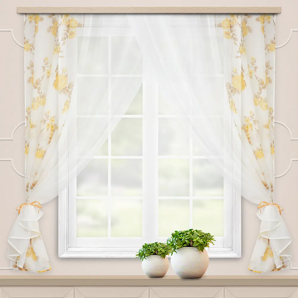 Комплект штор на ленте для кухни Акварель 280x160 см цвет золото 89080629 STLM-2100935 WITERRA  - Вид №4