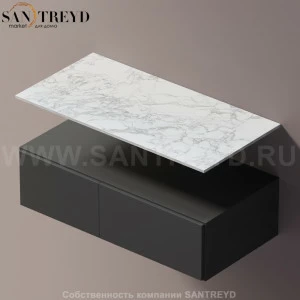 Agape ELL Подвесная столешница с возможностью установки 1-2 раковины. Размер: длина от 80 см до 100 см. Отделка: белый мрамор AELLN1MCC0810YP