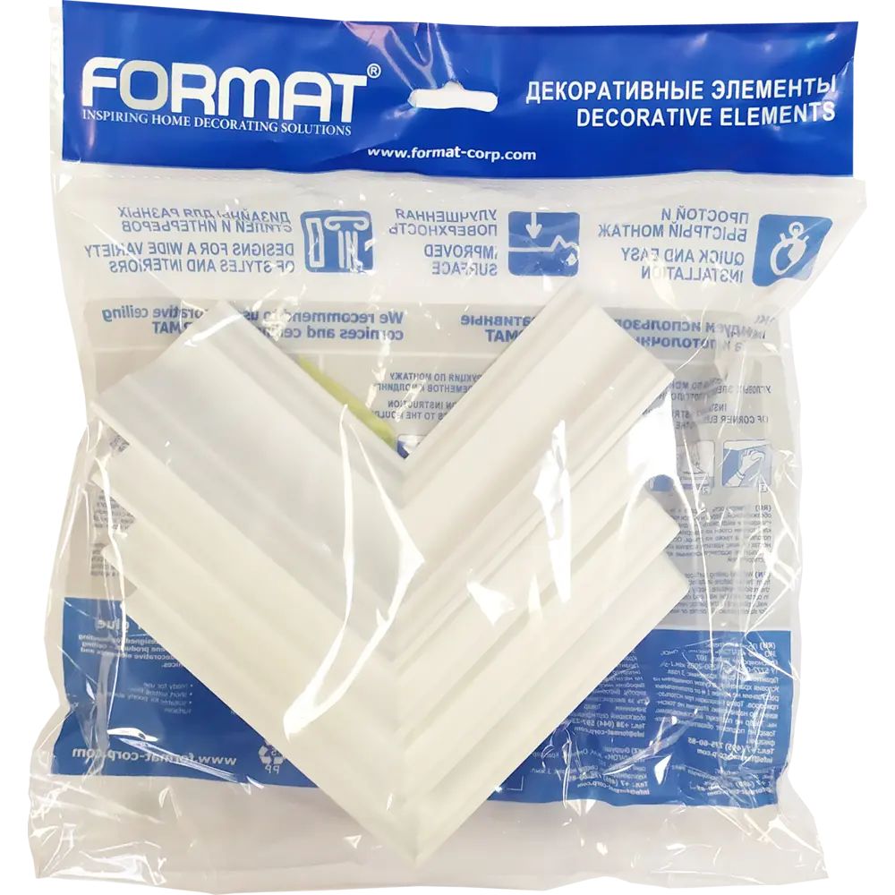 FORMAT Уголок для потолочного плинтуса 250 мм белый 4 шт - элегантное завершение интерьера 83410889 STLM-0041090 - Вид №2